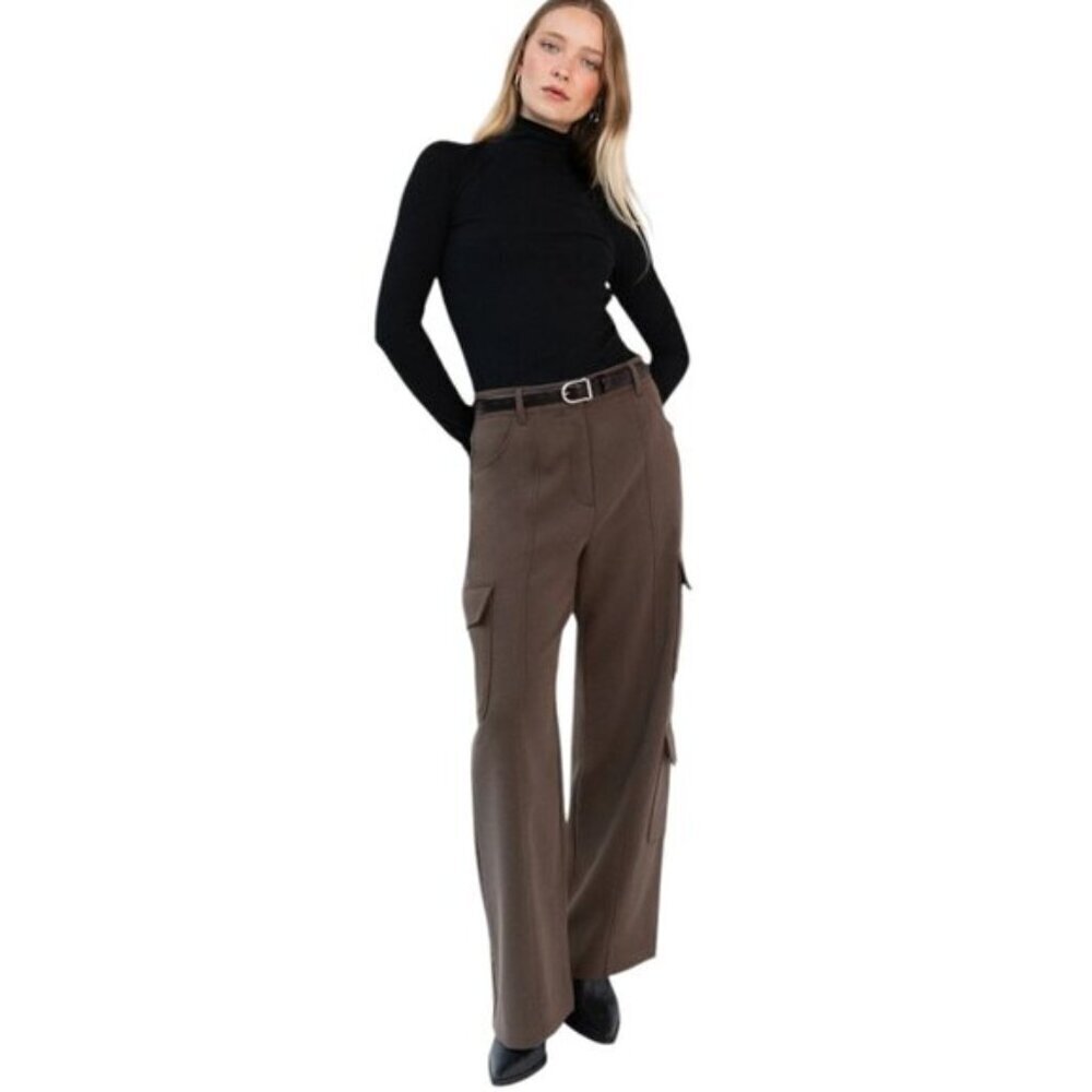 Oak + Fort Wide Leg Cargo Suiting Pant